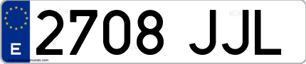 Ejemplo de matrícula de coche ordinaria 2708 JJL