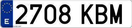 Ejemplo de matrícula española 2708 KBM