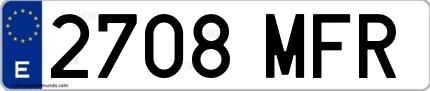 Ejemplo de matrícula española 2708 MFR