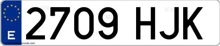 Ejemplo de matrícula española 2709 HJK