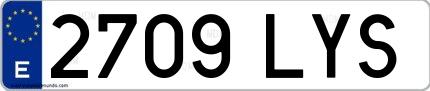 Ejemplo de matrícula española 2709 LYS