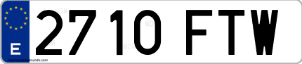 Ejemplo de matrícula de coche ordinaria 2710 FTW
