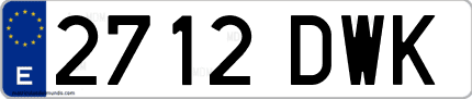 Ejemplo de matrícula de coche ordinaria 2712 DWK
