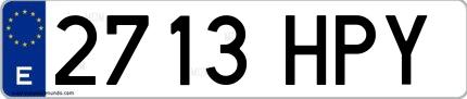 Ejemplo de matrícula española 2713 HPY