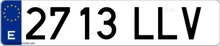 Ejemplo de matrícula española 2713 LLV