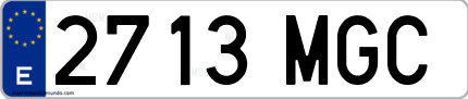 Ejemplo de matrícula de coche ordinaria 2713 MGC