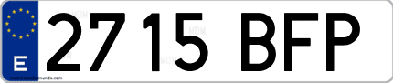 Ejemplo de matrícula de coche ordinaria 2715 BFP