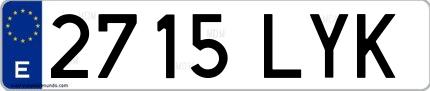 Ejemplo de matrícula española 2715 LYK
