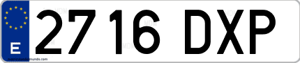 Ejemplo de matrícula de coche ordinaria 2716 DXP