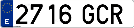 Ejemplo de matrícula de coche ordinaria 2716 GCR