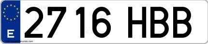 Ejemplo de matrícula española 2716 HBB