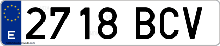 Ejemplo de matrícula de coche ordinaria 2718 BCV