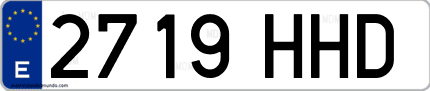 Ejemplo de matrícula de coche ordinaria 2719 HHD