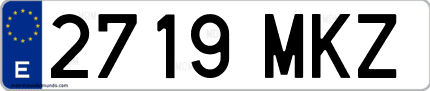 Ejemplo de matrícula de coche ordinaria 2719 MKZ