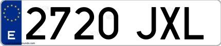Ejemplo de matrícula española 2720 JXL