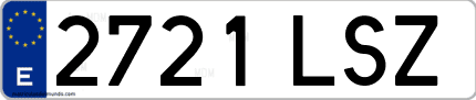 Ejemplo de matrícula de coche ordinaria 2721 LSZ