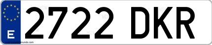 Ejemplo de matrícula española 2722 DKR