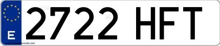 Ejemplo de matrícula española 2722 HFT