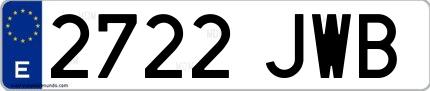 Ejemplo de matrícula de coche ordinaria 2722 JWB