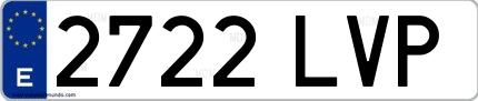Ejemplo de matrícula española 2722 LVP