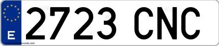 Ejemplo de matrícula española 2723 CNC