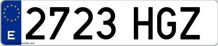 Ejemplo de matrícula española 2723 HGZ