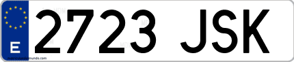 Ejemplo de matrícula de coche ordinaria 2723 JSK