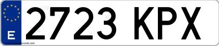 Ejemplo de matrícula española 2723 KPX