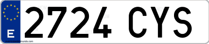 Ejemplo de matrícula de coche ordinaria 2724 CYS