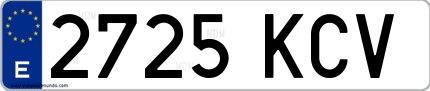 Ejemplo de matrícula española 2725 KCV