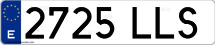 Ejemplo de matrícula de coche ordinaria 2725 LLS