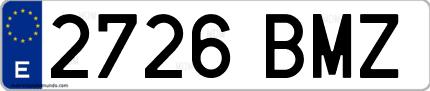 Ejemplo de matrícula de coche ordinaria 2726 BMZ