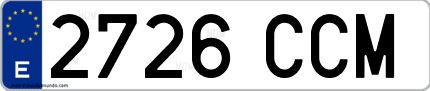 Ejemplo de matrícula de coche ordinaria 2726 CCM