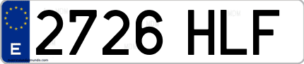 Ejemplo de matrícula de coche ordinaria 2726 HLF