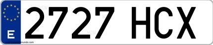 Ejemplo de matrícula española 2727 HCX