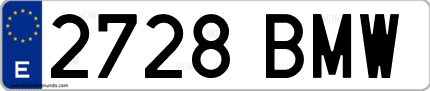 Ejemplo de matrícula de coche ordinaria 2728 BMW
