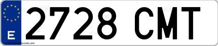 Ejemplo de matrícula española 2728 CMT