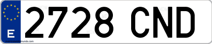Ejemplo de matrícula de coche ordinaria 2728 CND