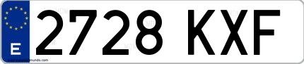 Ejemplo de matrícula española 2728 KXF
