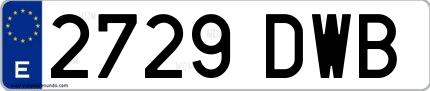Ejemplo de matrícula española 2729 DWB