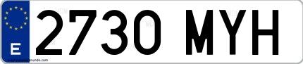 Ejemplo de matrícula de coche ordinaria 2730 MYH