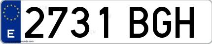 Ejemplo de matrícula española 2731 BGH
