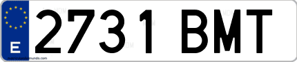 Ejemplo de matrícula de coche ordinaria 2731 BMT