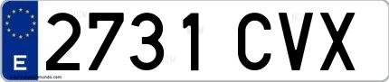 Ejemplo de matrícula española 2731 CVX