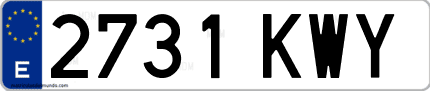 Ejemplo de matrícula de coche ordinaria 2731 KWY