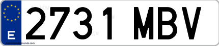 Ejemplo de matrícula de coche ordinaria 2731 MBV
