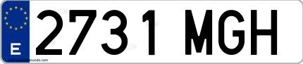 Ejemplo de matrícula española 2731 MGH