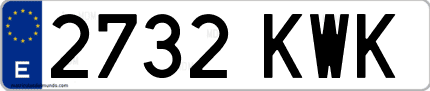 Ejemplo de matrícula de coche ordinaria 2732 KWK