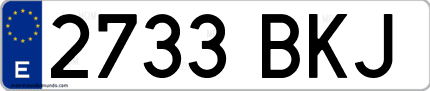 Ejemplo de matrícula de coche ordinaria 2733 BKJ