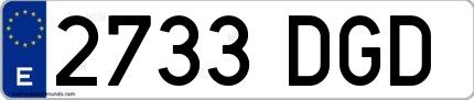 Ejemplo de matrícula española 2733 DGD